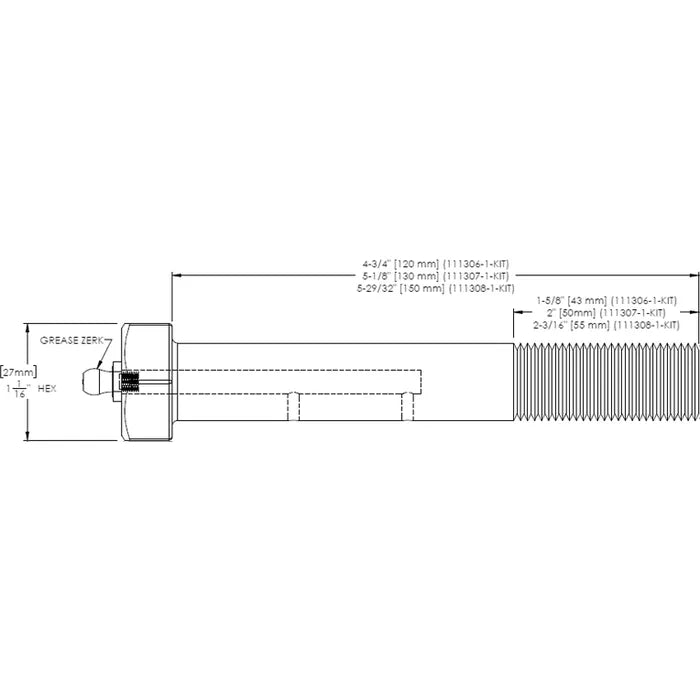 Trail gear Bolt Greasable M18x150mm