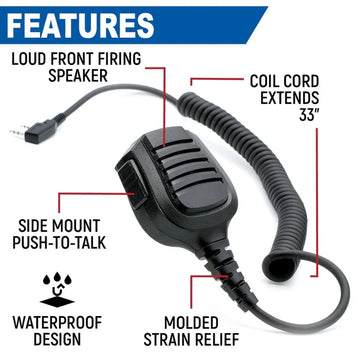 Rugged Radio Hand Speaker Mic Waterproof for Handheld