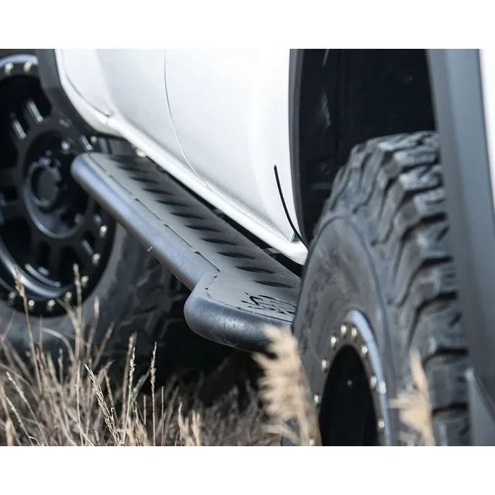 All pro 2005+ Toyota Tacoma APEX Rock Sliders - Double Cab Long Bed Black