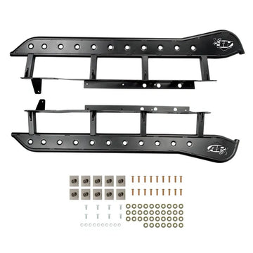 All pro 2005+ Toyota Tacoma APEX Rock Sliders - Double Cab Long Bed Black
