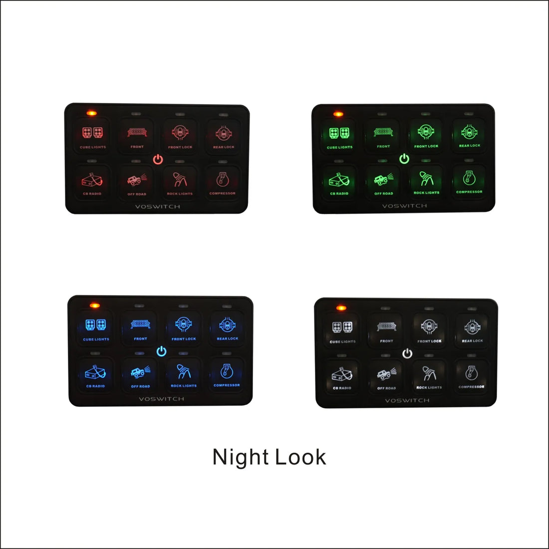 Voswitch Universal 8 Gang Programmable Switch Panel for Truck / UTV / Side by Side / Boat