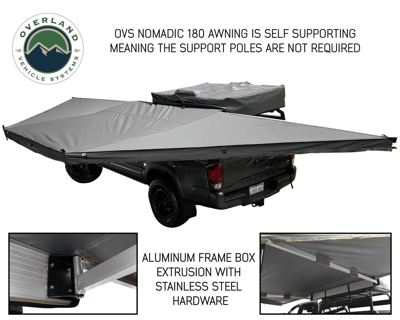 Overland Vehicle Systems 180 Awning With Bracket Kit For Mid - High Roofline Vans 19609908